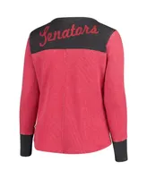 Women's Touch Red and Black Ottawa Senators Plus Size Blindside Tri-Blend Long Sleeve Thermal T-shirt