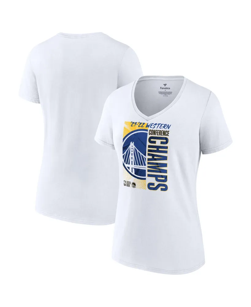 Women's Fanatics White Golden State Warriors 2022 Western Conference Champions Locker Room V-Neck T-Shirt