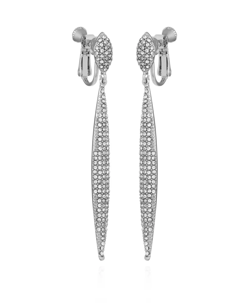 Vince Camuto Silver-Tone Glass Stone Pave Drop Earrings - Silver