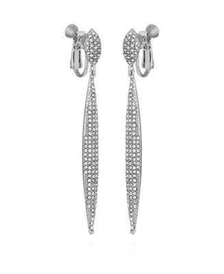 Vince Camuto Silver-Tone Glass Stone Pave Drop Earrings - Silver
