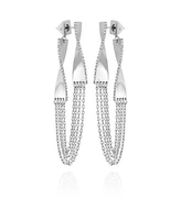 Vince Camuto Silver-Tone Chain Fringe Twist Drop Earrings