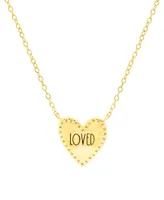 Diamond Red Enamel Heart "Loved" 18" Pendant Necklace (1/8 ct. t.w.) in 14k Gold-Plated Sterling Silver - Gold