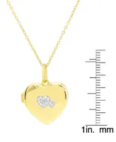 Diamond Heart Locket 18" Pendant Necklace (1/10 ct. t.w.) in 14k Gold-Plated Sterling Silver - Gold