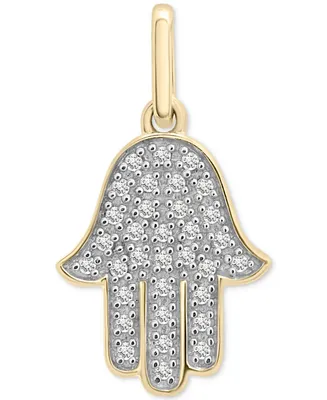 Wrapped Diamond Hamsa Hand Charm Pendant (1/20 ct. t.w.) in 10k Gold, Created for Macy's