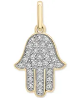 Wrapped Diamond Hamsa Hand Charm Pendant (1/20 ct. t.w.) in 10k Gold, Created for Macy's