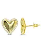 Heart Stud Earrings 14K Gold Plated or Sterling Silver