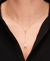 Cultured Freshwater Pearl (9x7mm) Long Pendant in 14K Yellow Gold