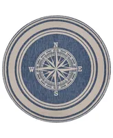 Lr Home Shoreline SRL81871 7'6" x 7'6" Round Outdoor Area Rug