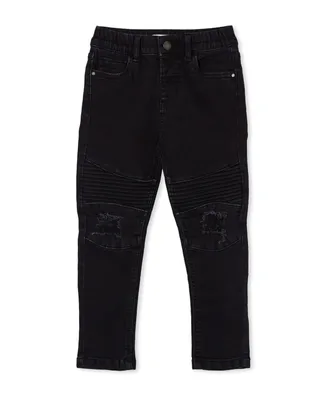 Cotton On Little Boys Skinny Fit Mid-Rise Moto Denim Jeans