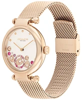 Coach Women's Cary Carnation Gold Tone Mesh Bracelet Watch 34mm