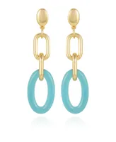 Vince Camuto Gold-Tone and Blue Interlocking Link Drop Earrings - Gold