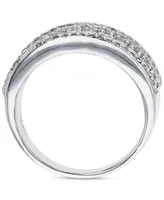 Cubic Zirconia Round & Baguette Statement Ring Sterling Silver