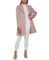 Calvin Klein Womens Single-Breasted Wool Blend Coat