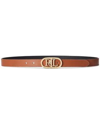 Lauren Ralph Women's Logo Reversible Skinny Leather Belt