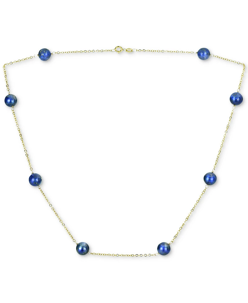 Onyx Bead 18" Collar Necklace 14k Gold (Also Jade, Lapis Lazuli, Rose Quartz, & Turquoise)