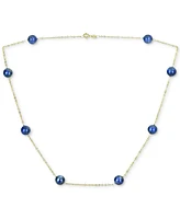 Onyx Bead 18" Collar Necklace 14k Gold (Also Jade, Lapis Lazuli, Rose Quartz, & Turquoise)