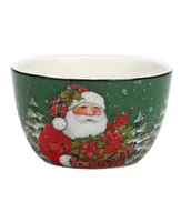 Certified International Christmas Lodge Santa 4 Piece Ice Cream Bowl Set