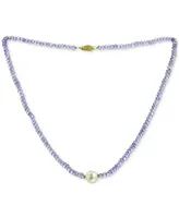 Gemstone and Cultured Pearl (9-10 mm) Strand Necklace 14k Yellow Gold (Available Ruby (80-1/2 ct. t.w), Sapphire t.w.), Emerald