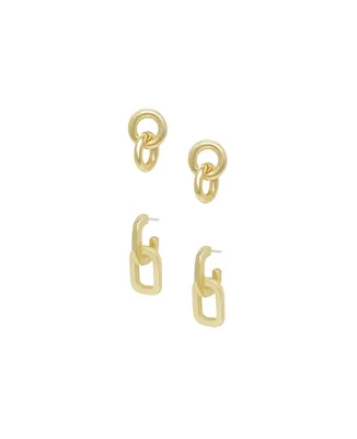 Ettika Women's 18k Gold Plated Small Link Earrings Set