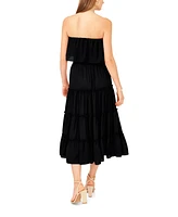 1.state Women's Strapless Ruffle Tiered Maxi Dress