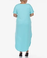 Plus Short Sleeve V-neck Maxi Dress