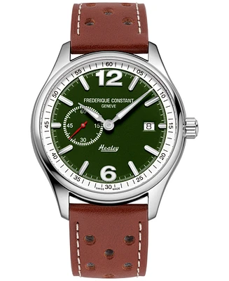 Frederique Constant Men's Swiss Automatic Vintage Rally Healey Brown Leather Strap Watch 40mm