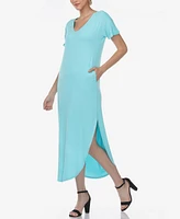 Women's Short Sleeve V-Neck Maxi Dress