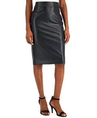 Anne Klein Women's Pull-On Faux Leather Skimmer Skirt