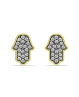 Giani Bernini Cubic Zirconia with Black Rhodium Hamsa Stud Earrings, 18K Gold over Silver