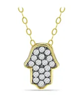 Giani Bernini Cubic Zirconia with Black Rhodium Hamsa Necklace, 18K Gold over Silver