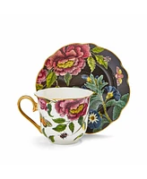 Spode Creatures of Curiosity Dark Floral Snake Teacup and Saucer