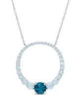 Blue Topaz (3 7/8 ct. t.w.) Graduated Open Circle Necklace in Sterling Silver