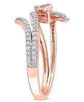 10K Rose Gold Morganite and Diamond Open Wrap Ring