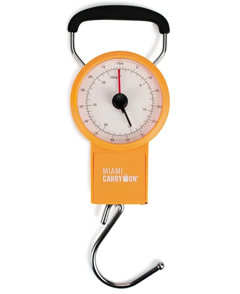 Miami CarryOn Mechanical Luggage Scale with Tape Measure, 75 lbs