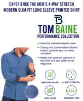 Men's Slim Fit Performance Long Sleeve Geometric Dress Shirt