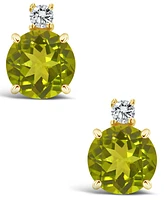 Peridot (1-1/10 ct. t.w.) and Diamond Accent Stud Earrings 14K Yellow Gold