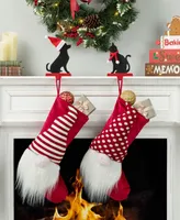 Glitzhome 7" Christmas Stocking Cat Dog Holder Set, 2 Piece