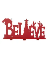 Glitzhome 14.5" Wooden Metal Believe Christmas Stocking Holder