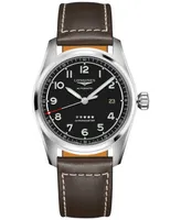 Longines Men's Swiss Automatic Brown Leather Strap Watch 40mm