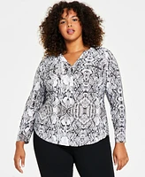 I.n.c. International Concepts Plus Zip-Pocket Top, Created for Macy's