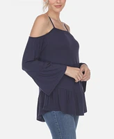 Women's Cold Shoulder Ruffle Sleeve Top