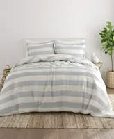 Home Collection Premium Down Alternative Distressed Stripe Reversible Comforter Set, King/California King