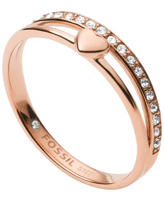 Drew Hearts to You Stainless Steel Band Ring - Rose Gold