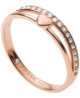 Drew Hearts to You Stainless Steel Band Ring - Rose Gold