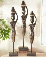 Wood Bohemian Sculptures, Set of 3