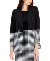 Tahari Asl Women's Houndstooth Colorblocked Jacket