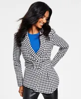 Tahari Asl Women's Houndstooth Belted Asymmetrical Jacket