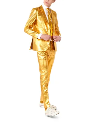 OppoSuits Big Boys Groovy Metallic Party Suit, 3-Piece Set - Gold