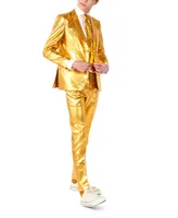 OppoSuits Big Boys Groovy Metallic Party Suit, 3-Piece Set - Gold