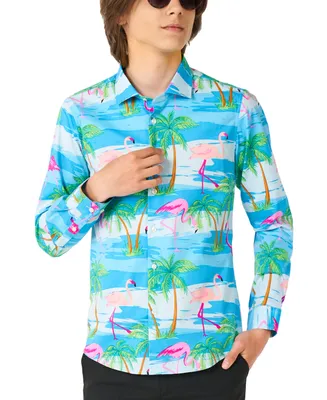 OppoSuits Big Boys Flaminguy Tropical Flamingo Shirt